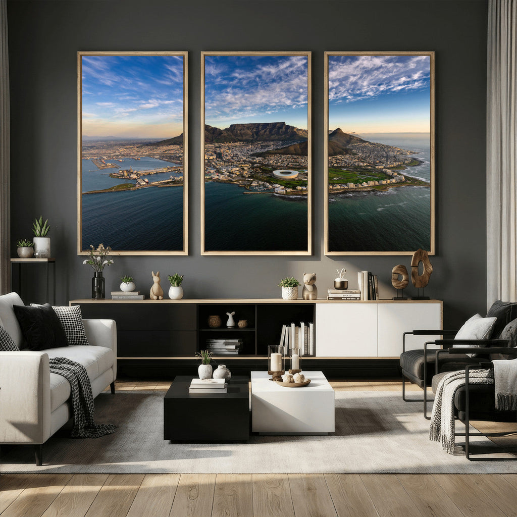 Cape Town Wall Art Canvas Print | Table Mountain Coastal Skyline Panorama