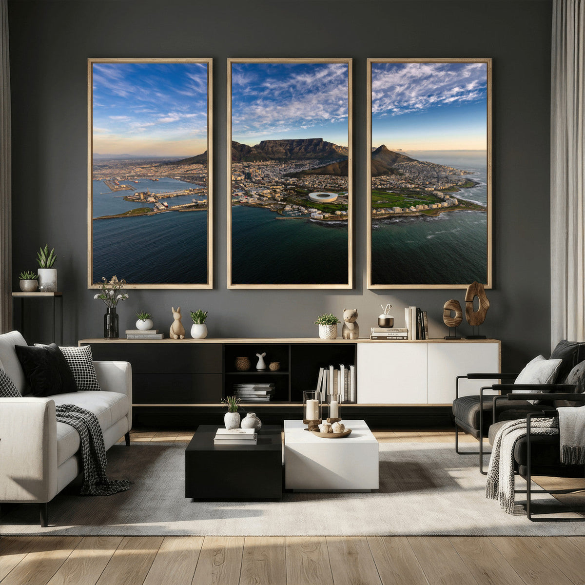 Cape Town Wall Art Canvas Print | Table Mountain Coastal Skyline Panorama