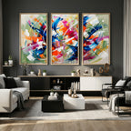 Geometric Abstract Wall Art Canvas Print, Orange Blue