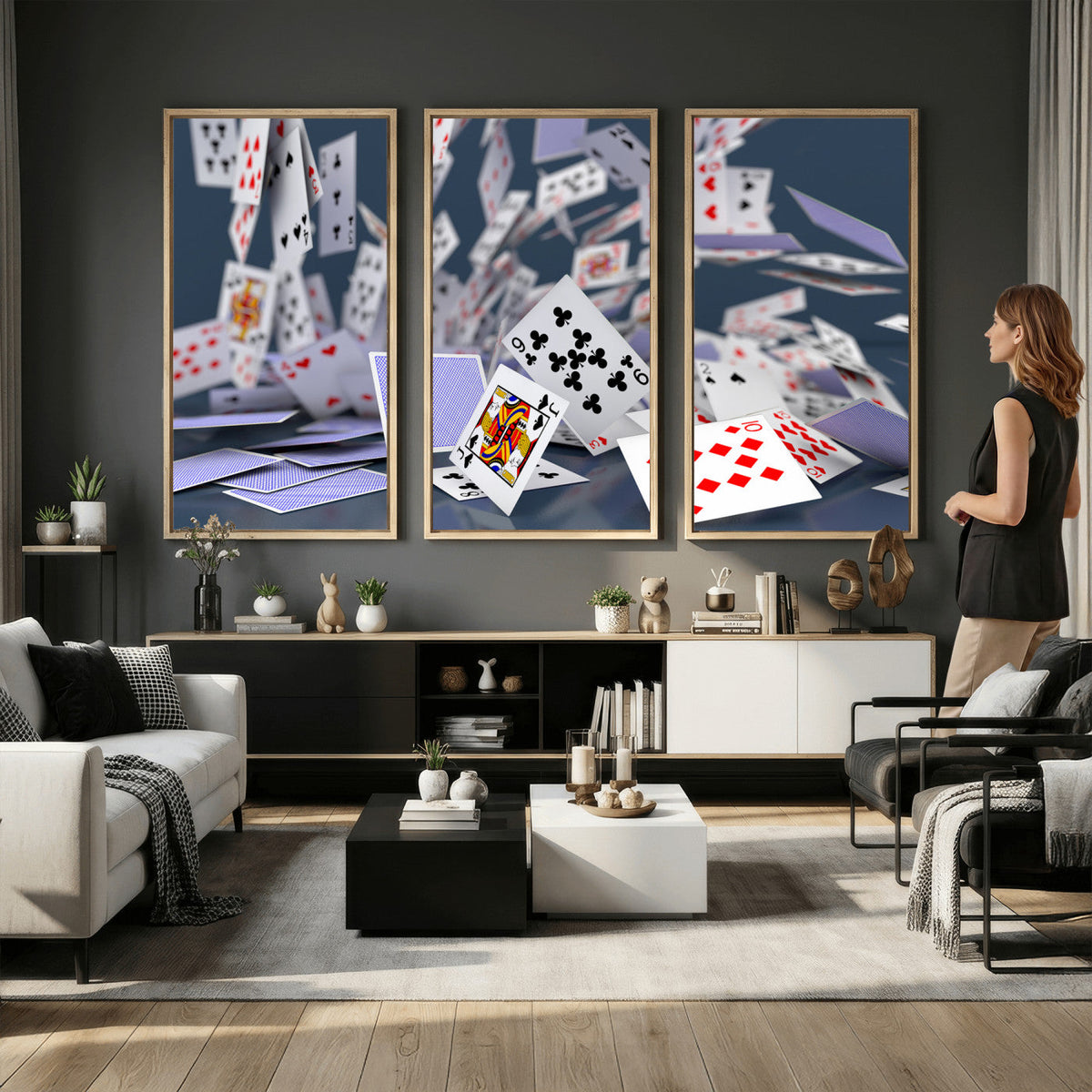 Playing Cards Canvas Wall Art | Casino Game Room Decor