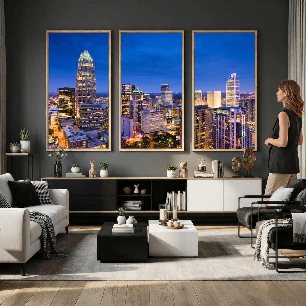 Charlotte Skyline Canvas Wall Art Print | North Carolina Cityscape