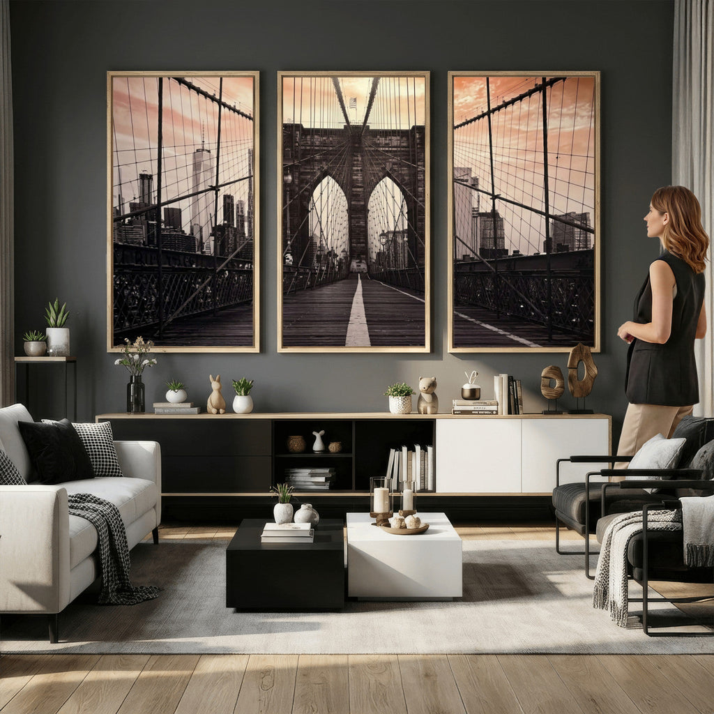 Brooklyn Bridge Canvas Wall Art, New York City Skyline Photography