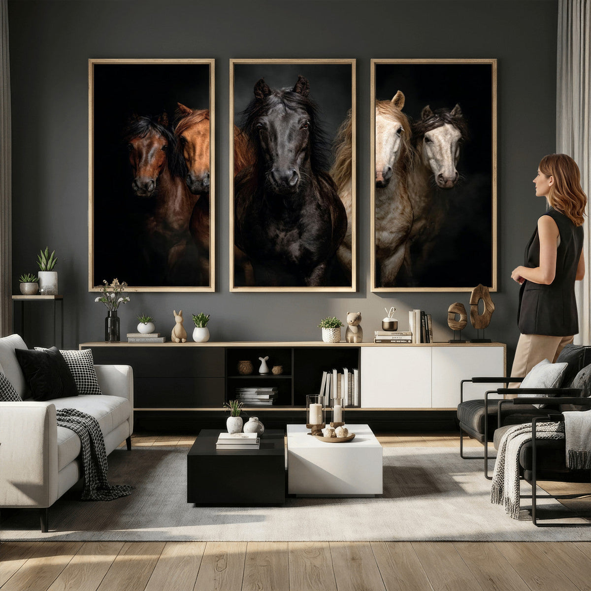 Horse Wall Art Canvas Print, Wild Horses Portrait Photography, Rustic Ranch Decor