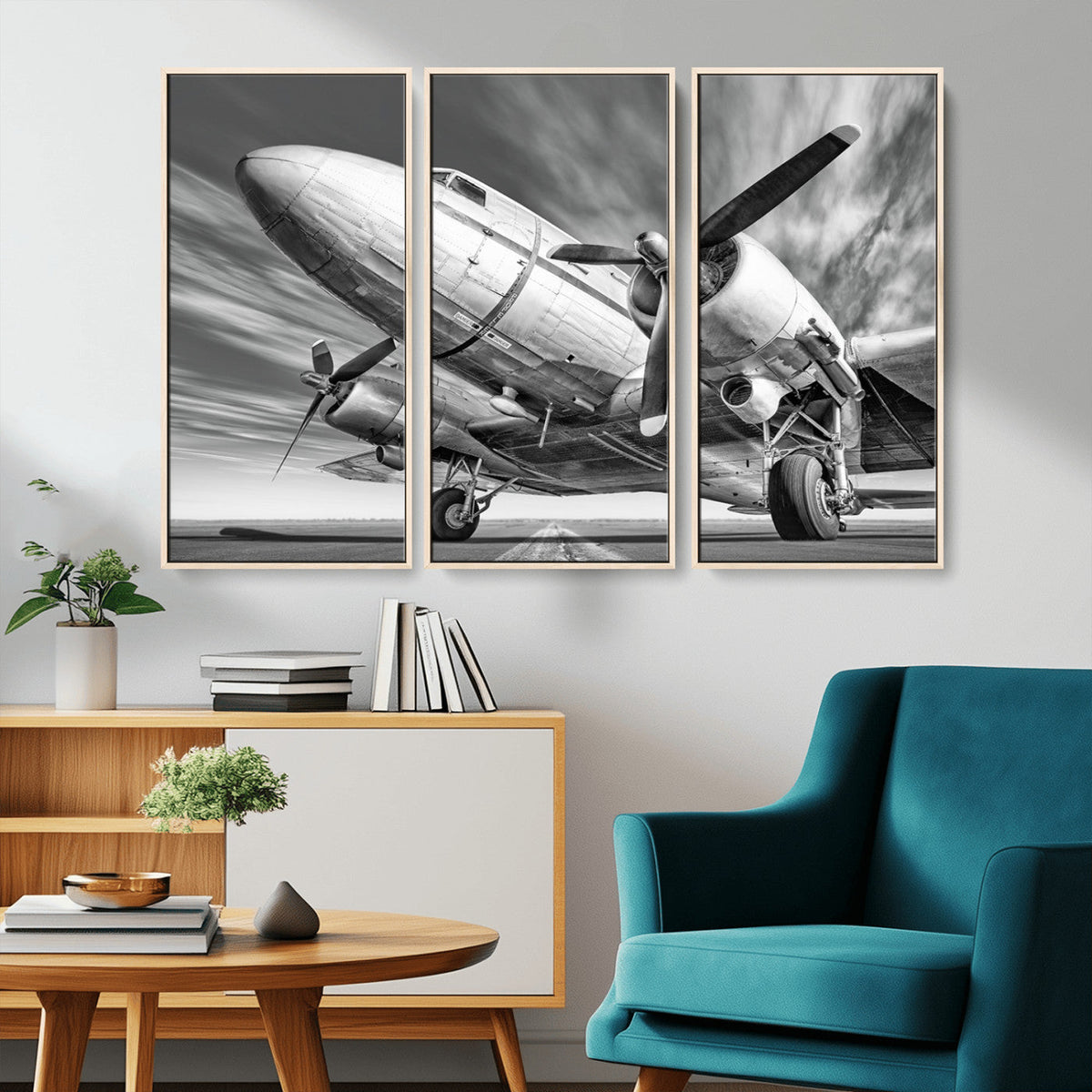 Vintage Airplane on Runway Canvas Print
