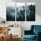 Misty Forest Wall Art | Serene Green Landscape Canvas Print
