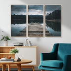 Wooden Bridge Near Lake Wall Art Canvas Print