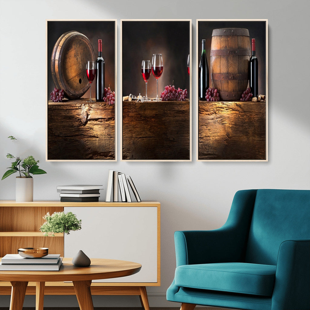 Wine and Barrels Wall Art Canvas Print