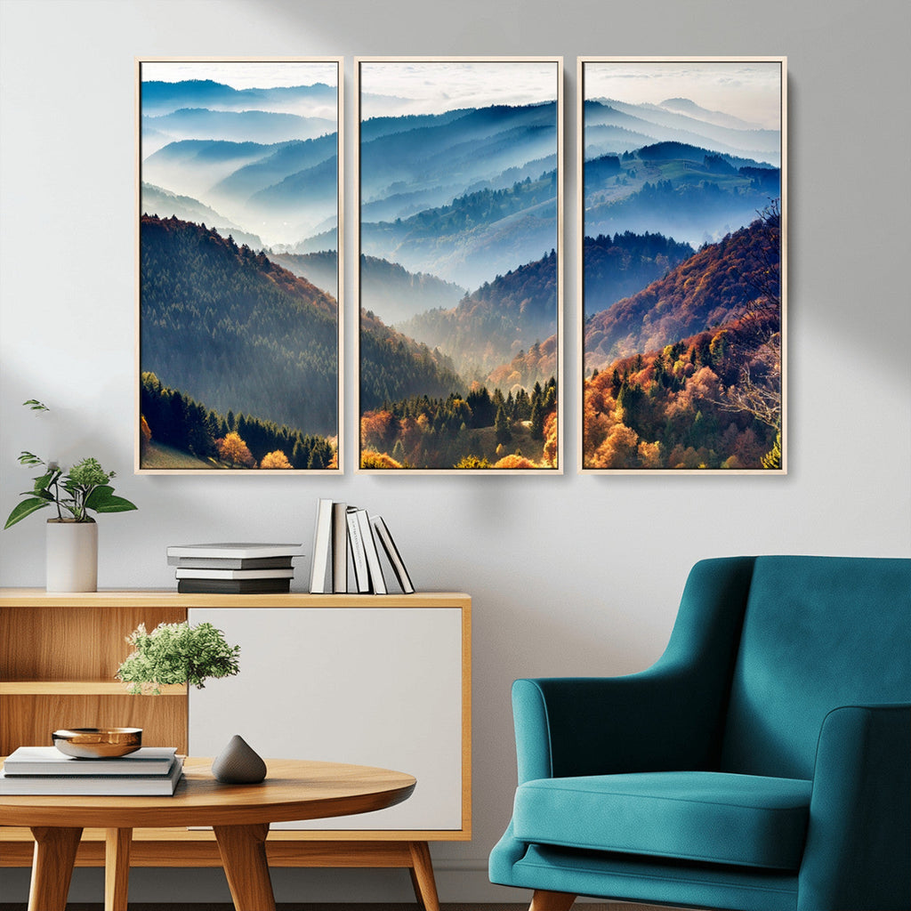 Mountains Forest Autumn Wall Art Canvas Print