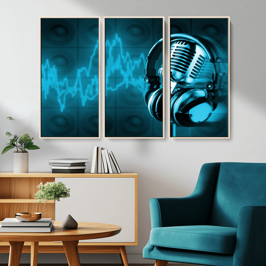 Music and Microphone Wall Art Canvas Print