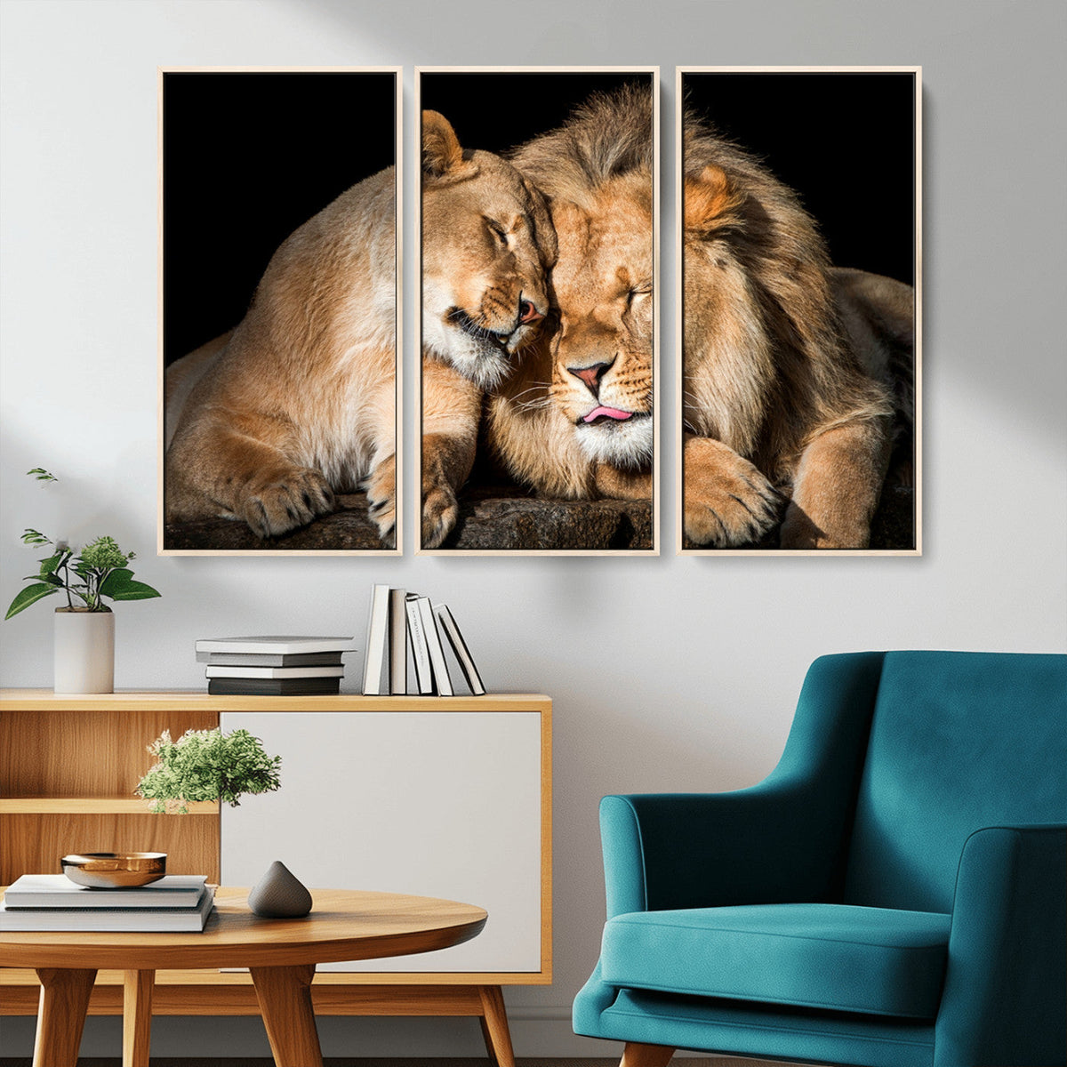 Lion and Lioness Wall Art Canvas Print | African Wildlife Animal Art