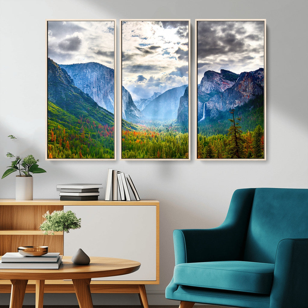 Yosemite Park Half Dome 3 Panel Canvas Print | Large Giclée Landscape Wall Art
