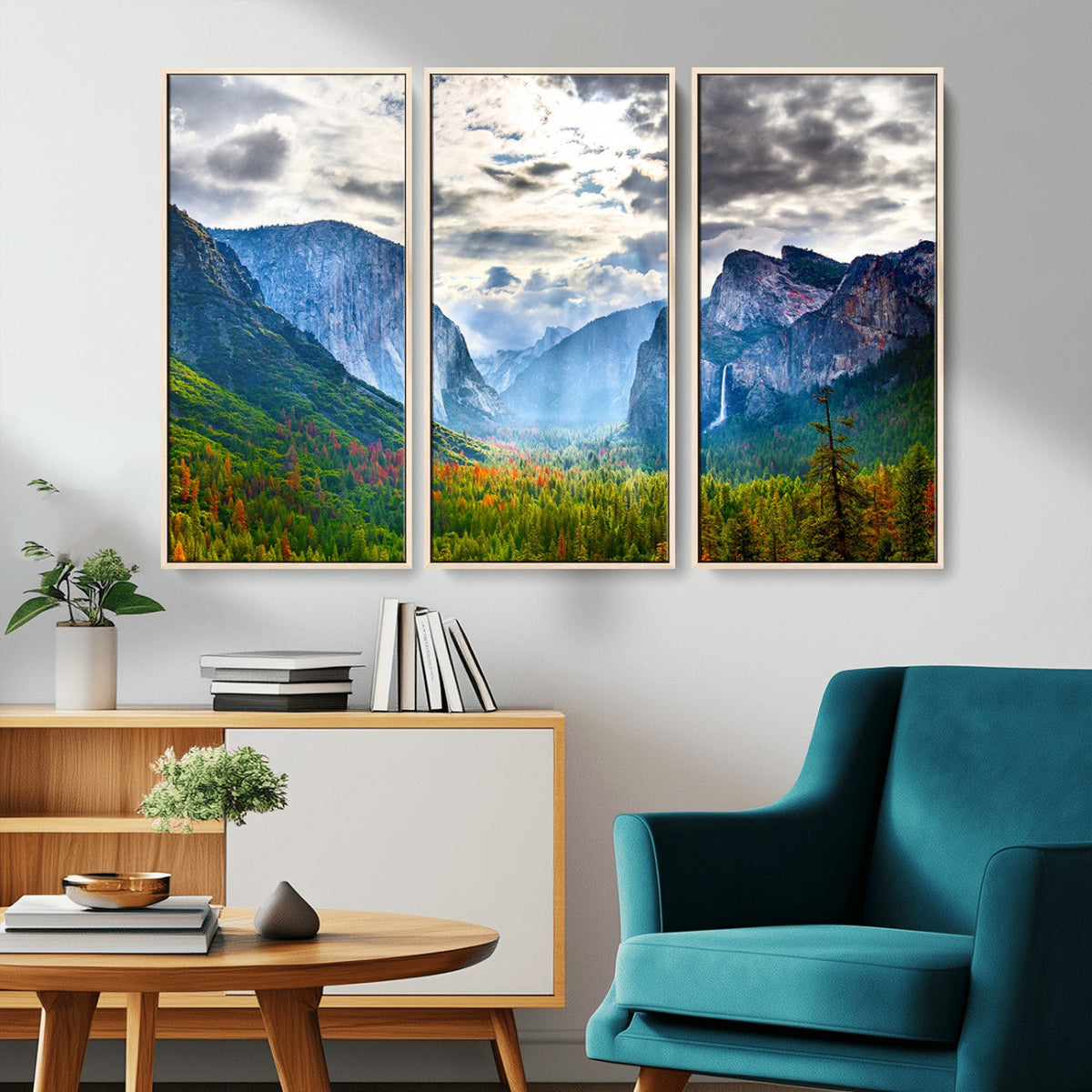 Yosemite Park Half Dome 3 Panel Canvas Print | Large Giclée Landscape Wall Art