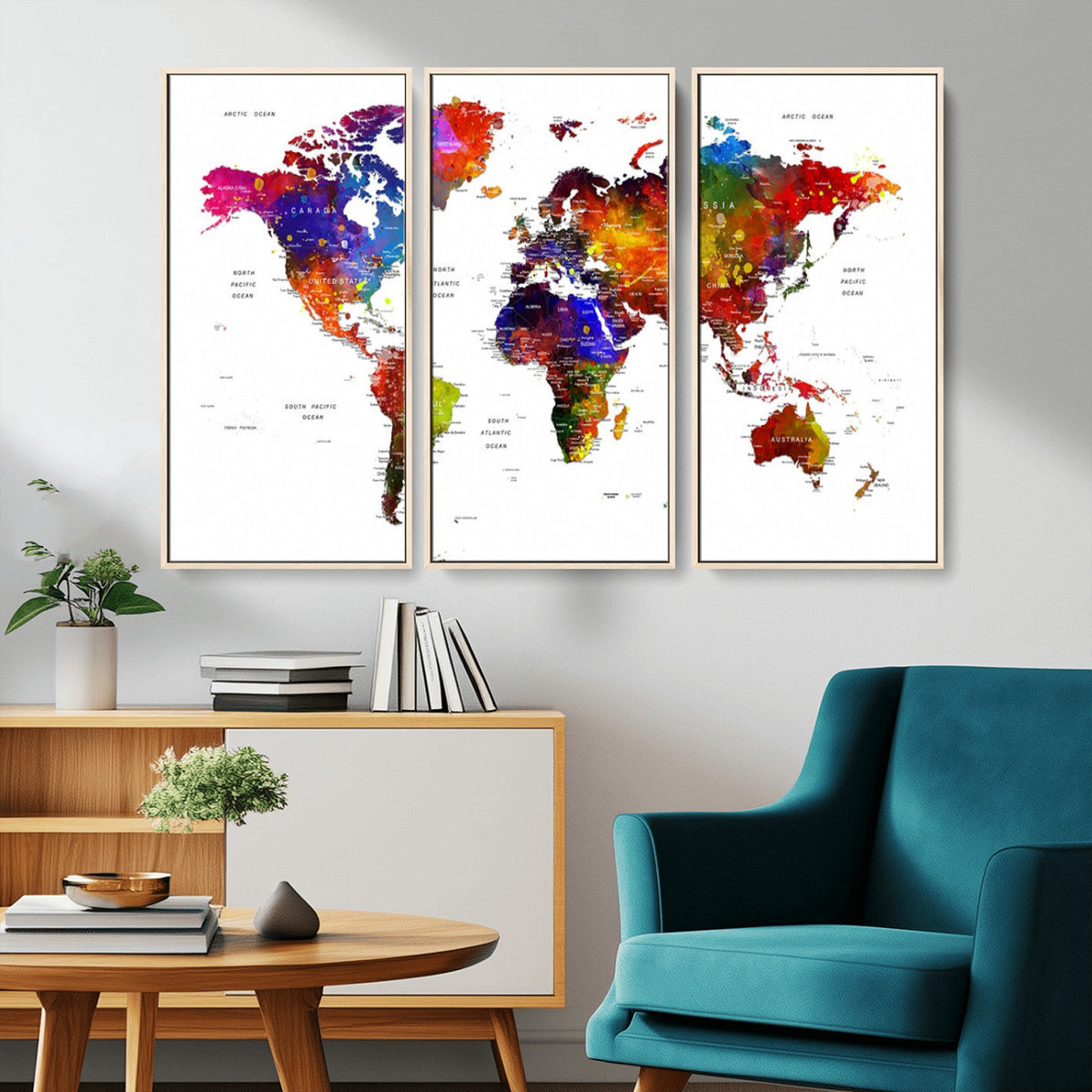 World Map Canvas Print | Detailed Map of the World Wall Art