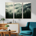Captivating Misty Forest Wall Art Premium Canvas Print, A Foggy and Serene Atmosphere