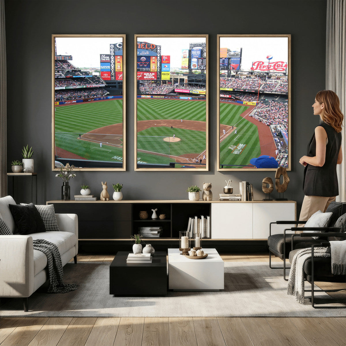 New York Mets Baseball Team Print, Citi Field Baseball Stadium Wall Art