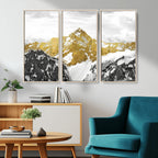 Gold Abstract Mountains Wall Art Print on Canvas, Nature Wall Art Print