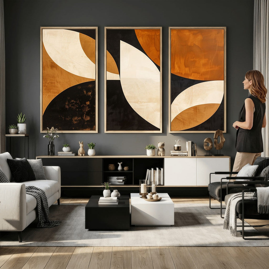 Geometric Abstract Wall Art Canvas Print, Mid Century Modern Wall Art
