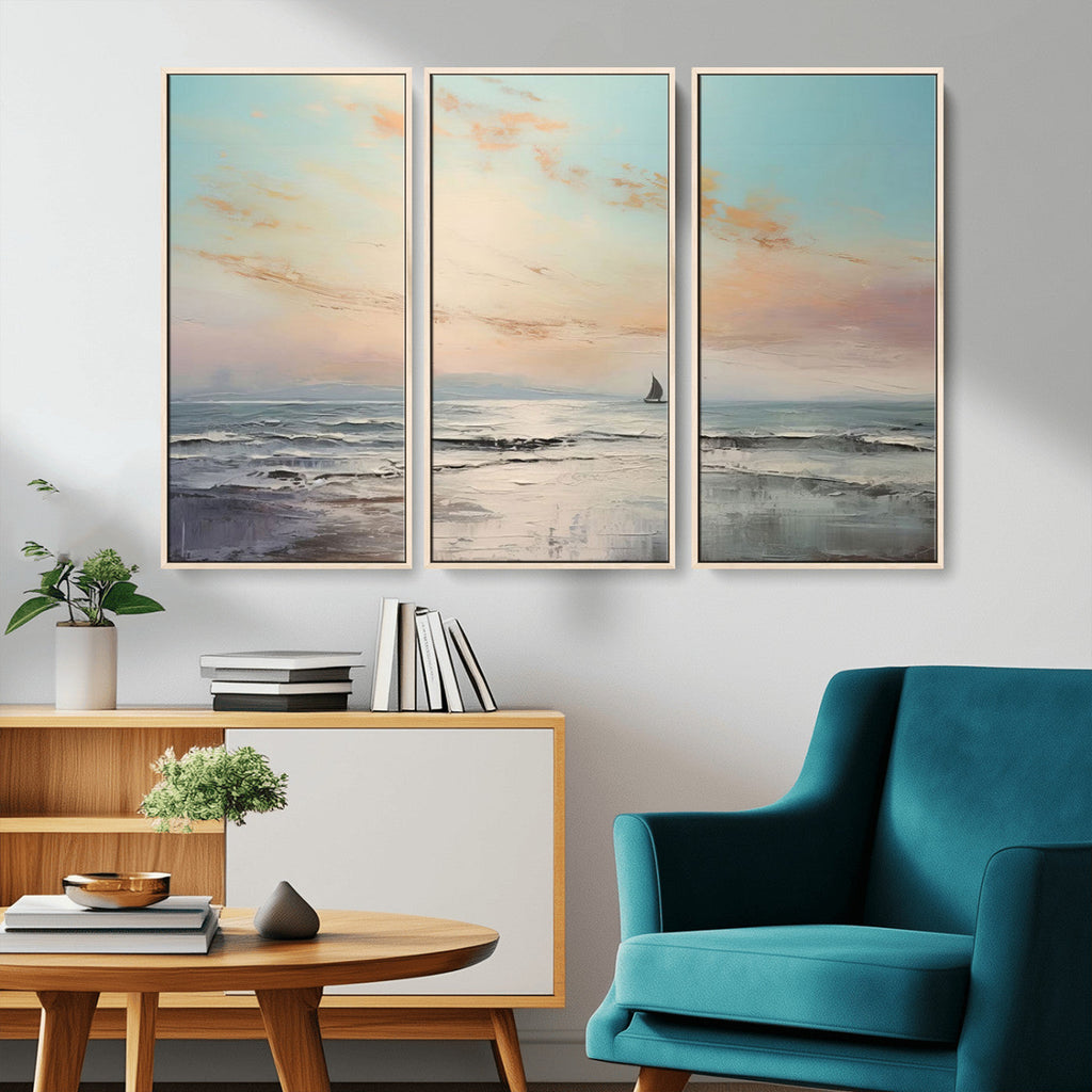 Abstract Ocean Wall Art, Boat Wall Art Canvas Print