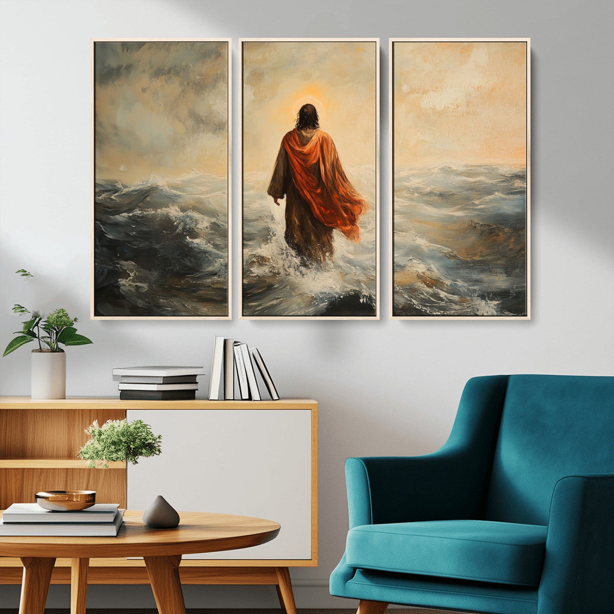 Jesus Walking on Water, Christian Wall Art, Jesus Christ Oil Painting Style Print