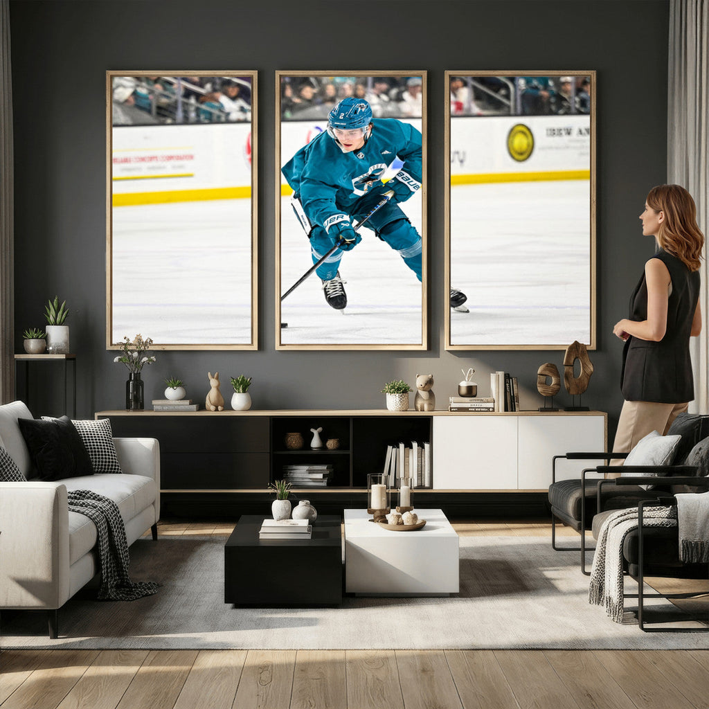 San Jose Sharks Ice Hockey Player Wall Art Canvas Print