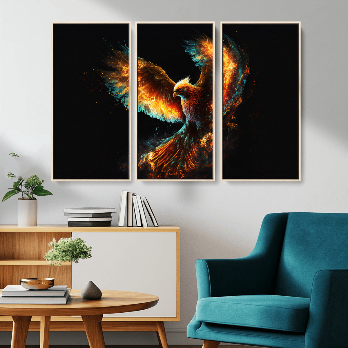 Fiery Phoenix Canvas Print | Ready to Hang Wall Art | Bold Fantasy Decor