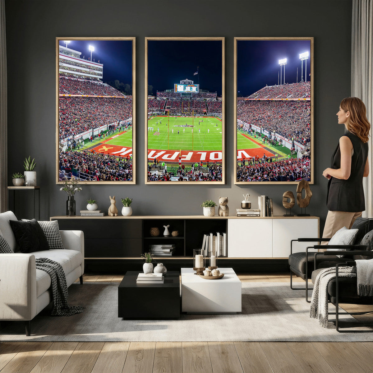 Wolfpack Football Team Print, Raleigh Carter-Finley Stadium