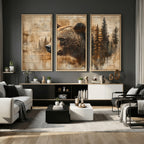 Rustic Grizzly Bear Wall Art, Abstract Grizzly 399 Bear Canvas Print, Woodland Wildlife