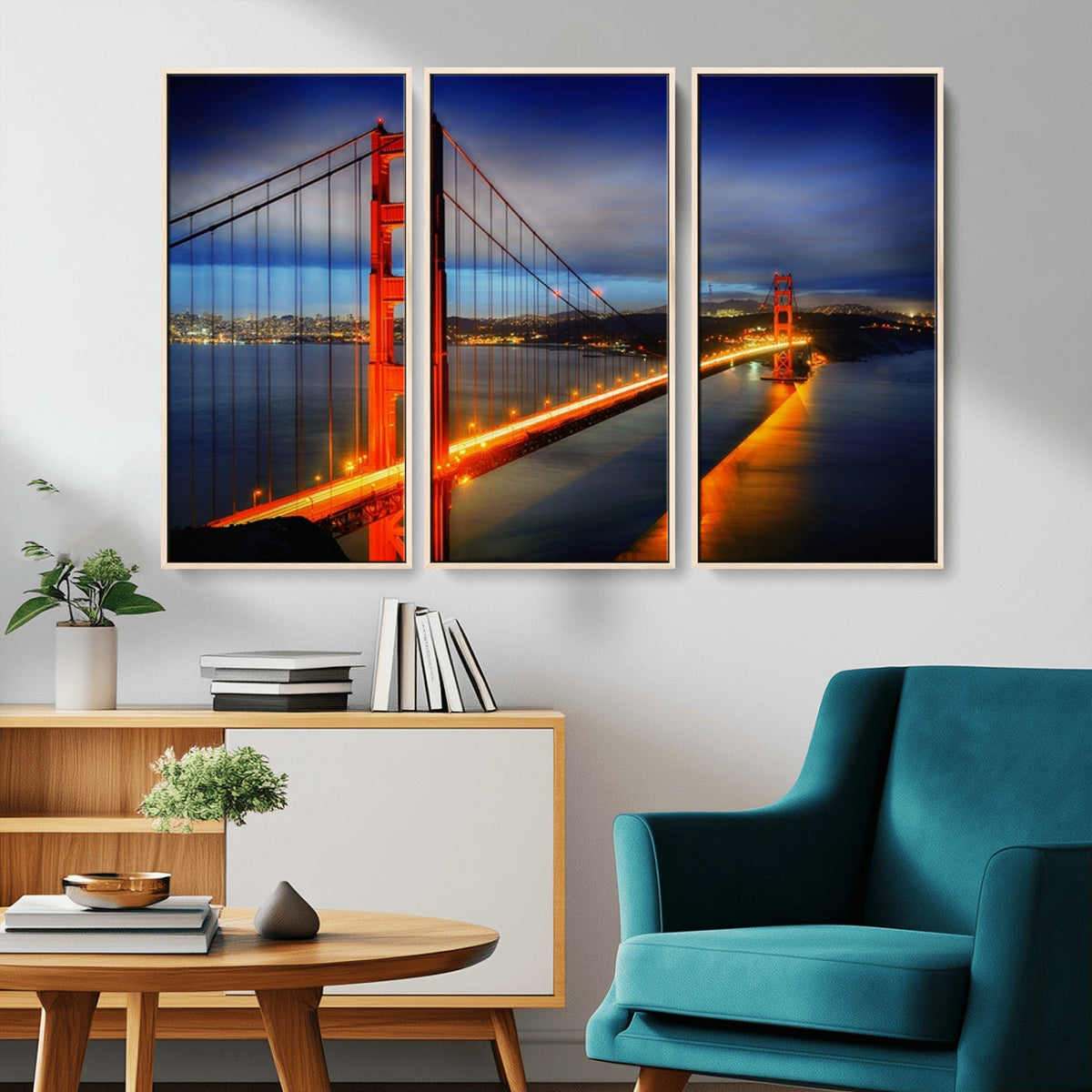 Large Wall Art San Francisco Canvas Print - Wonderful Golden Gate Bridge at Twilight