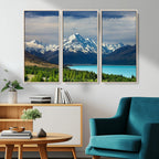 Mount Cook and Lake Pukaki Canvas Wall Art Print | Majestic Snow Capped Peaks