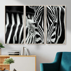 Zebra Wall Art | Zebra Close Up Canvas Print | Framed Black and White Wildlife