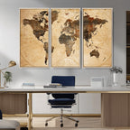 Push Pin World Map Canvas Print | Framed Travel Tracker Wall Art