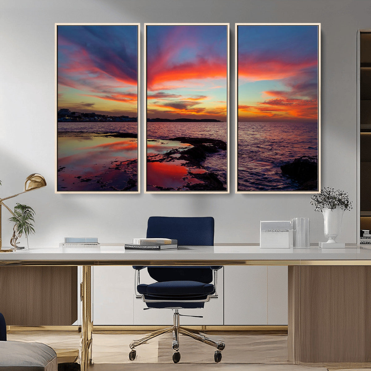 Glorious Sunset on The Beach Wall Art Canvas Print
