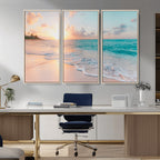 Beach Wall Art, Stunning Ocean Sunset Canvas Print with Coastal Design for Relaxing Home Decor