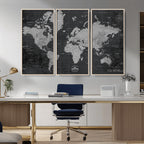 World Map Canvas Print, Detailed Map of the World Wall Art for Home or Office
