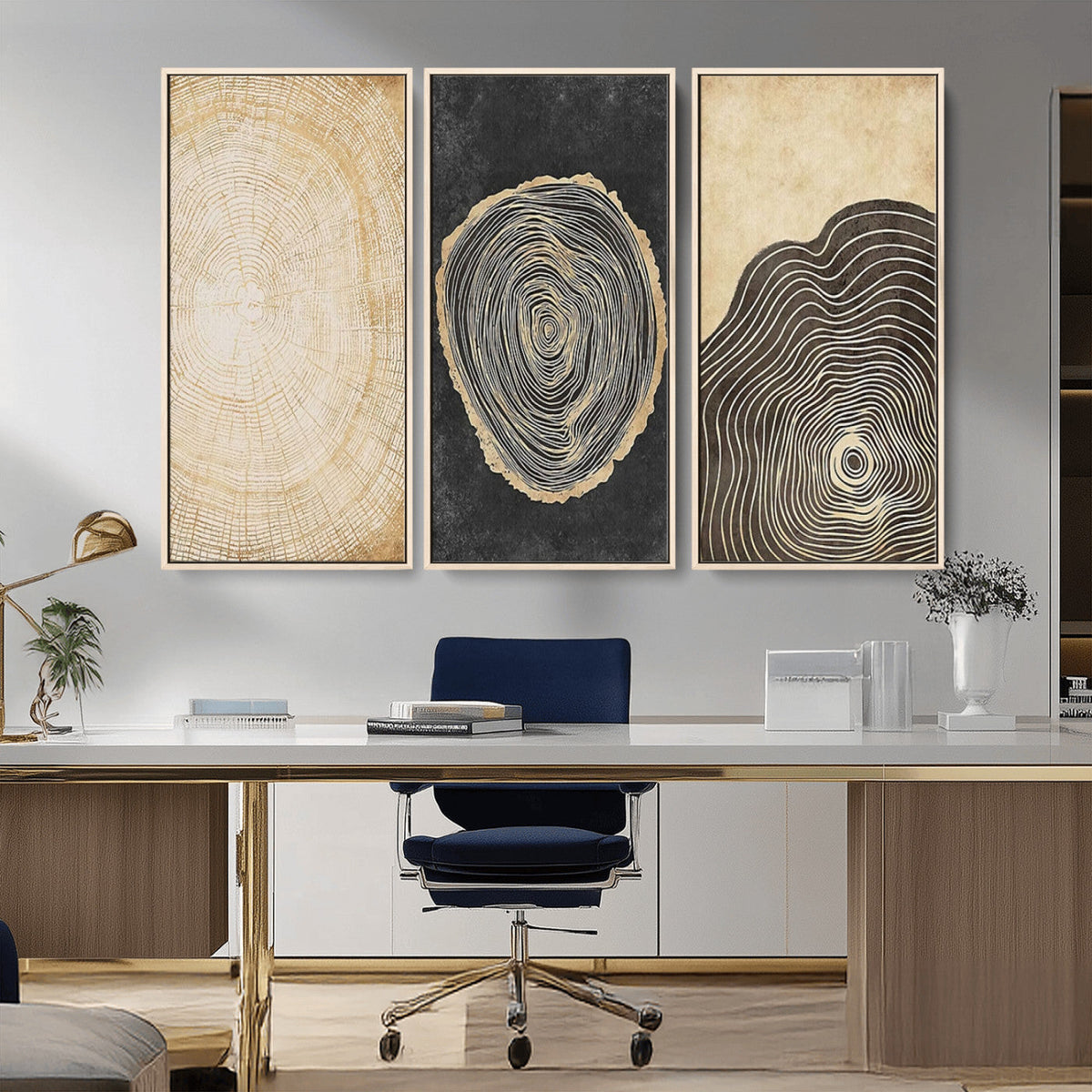 Tree Rings Canvas Wall Art Print, Minimalist Natural History in Modern Decor