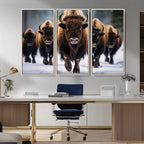 Buffalo Wall Art Canvas Print, American Bison Herd Wall Art