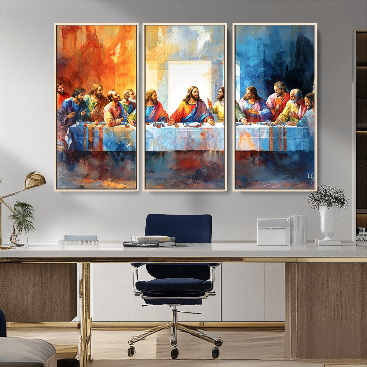 Abstract Watercolor The Last Supper Wall Art