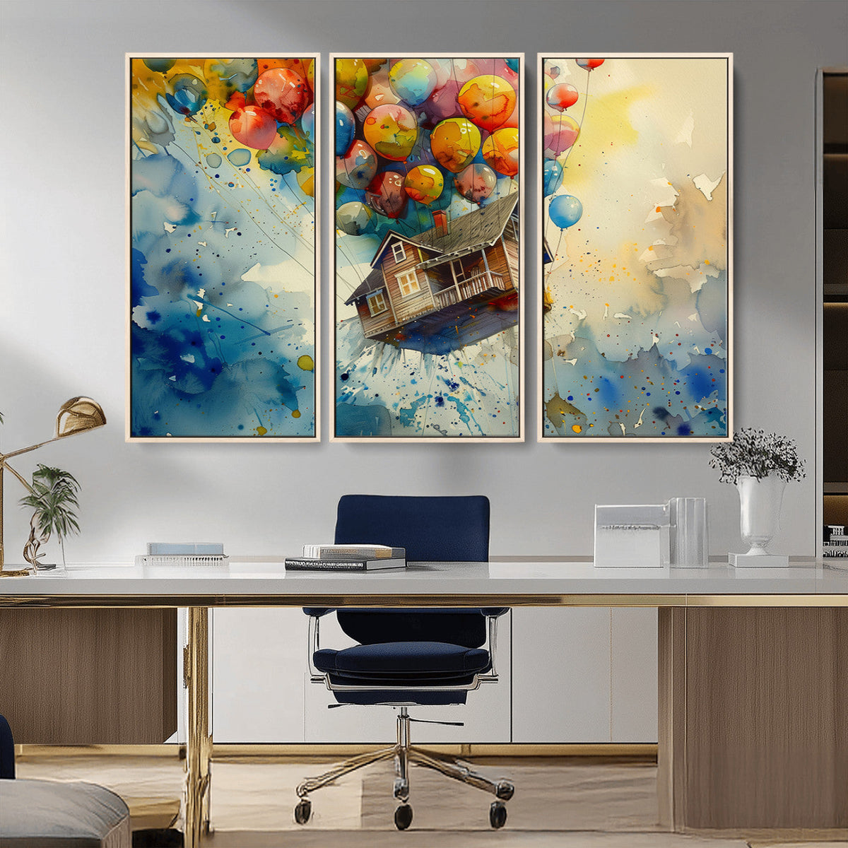 UP-Inspired Floating House with Balloons Canvas Art | Colorful Wall Decor