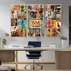 Abstract Art Collage Wall Art Canvas Print, Urban Graffiti Style