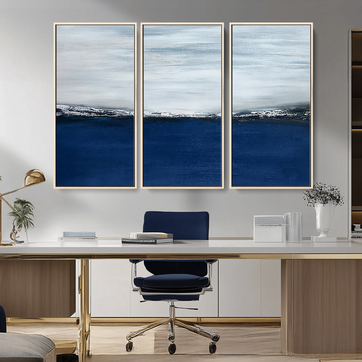 Navy Blue Abstract Wall Art Canvas Print