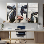 Vintage Baby and Mom Cattle Wall Art Canvas Print