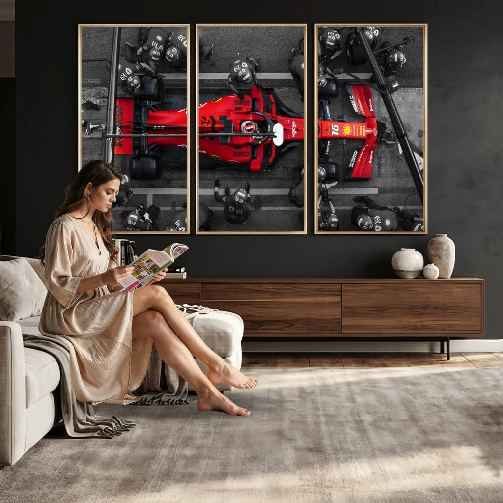 Ferrari Pit Stop Canvas Wall Art | Precision and Speed