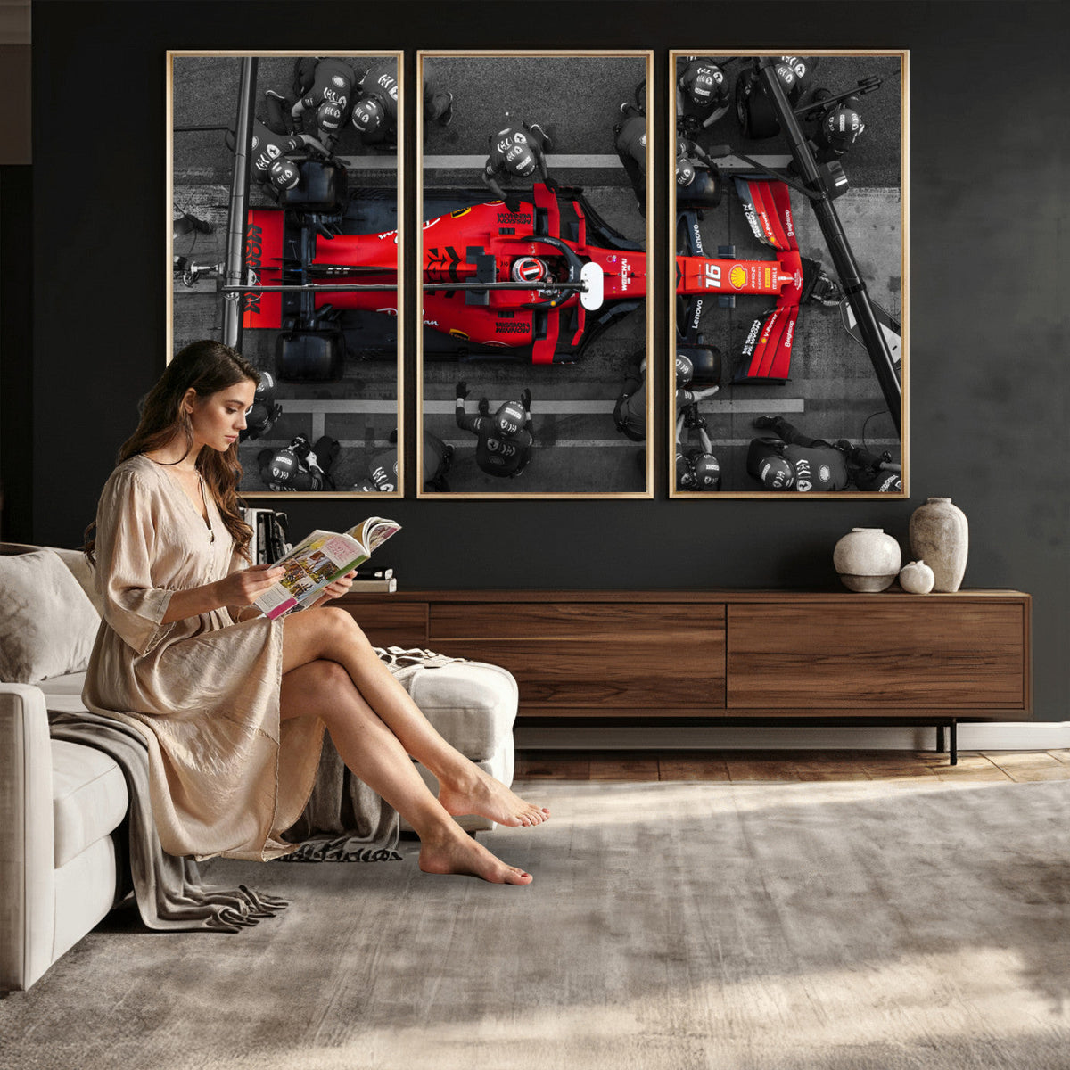 Ferrari Pit Stop Canvas Wall Art | Precision and Speed