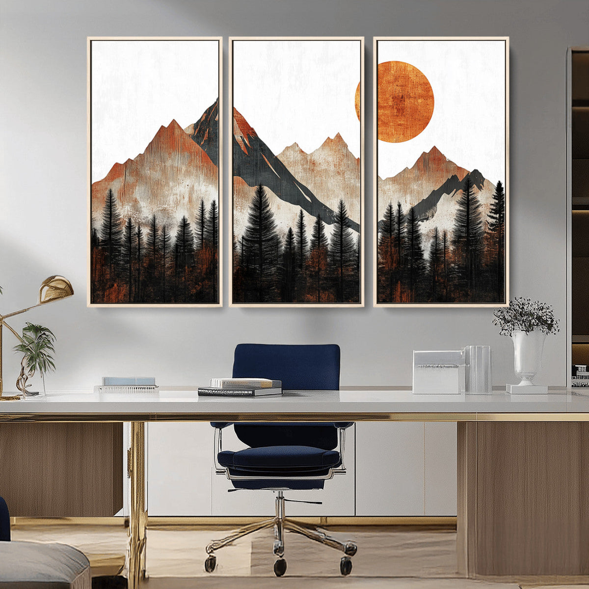 Modern Abstract Mountain Canvas Wall Art Print