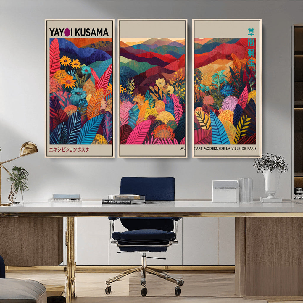 Yayoi Kusama Wall Art Canvas Print, Abstract Art, Large Framed Print, Japanese Wabi Sabi Wall Art