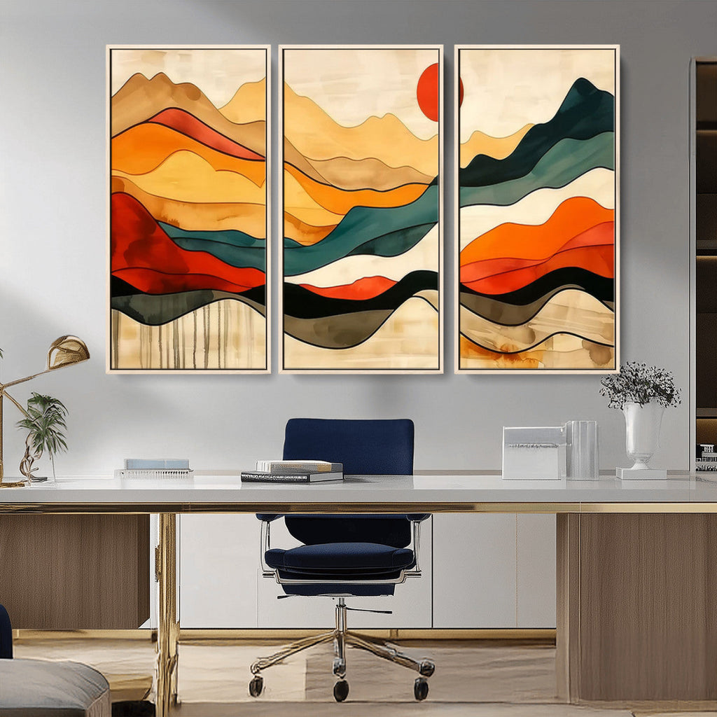 Abstract Mountain Wall Art | Framed Colorful Landscape Canvas