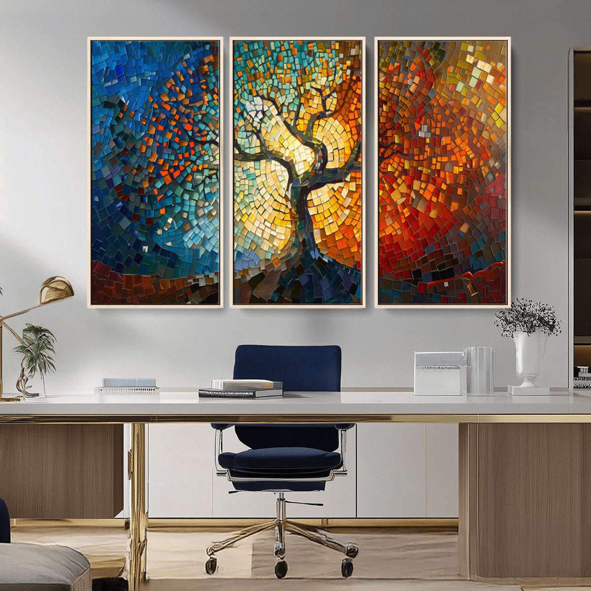 Yggdrasil Tree of Life Mosaic Stained Glass Wall Art Canvas Print