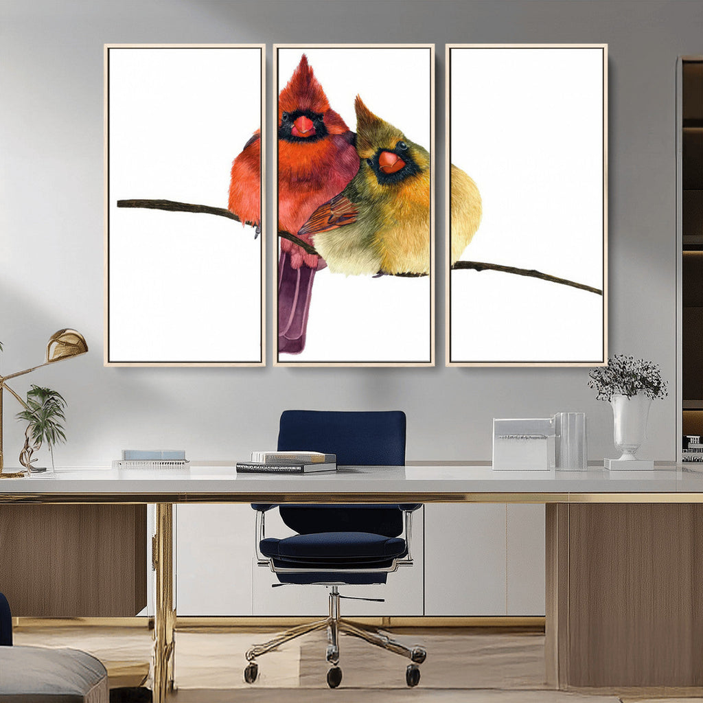 Cardinal Bird Canvas Wall Art, Male and Female Cardinal Print, Nature Inspired Bird Decor
