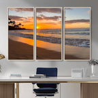 Tropical Beach Wall Art | Framed Sunset Ocean Canvas