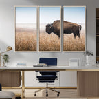 Wild Bison Wall Art | Framed Prairie Landscape Canvas